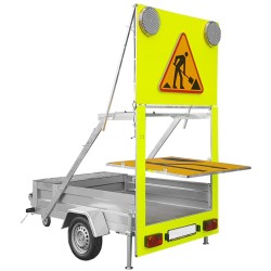 Remorca 1 ax cu panou de semnalizare si dirijare trafic 2 lampi LED U27